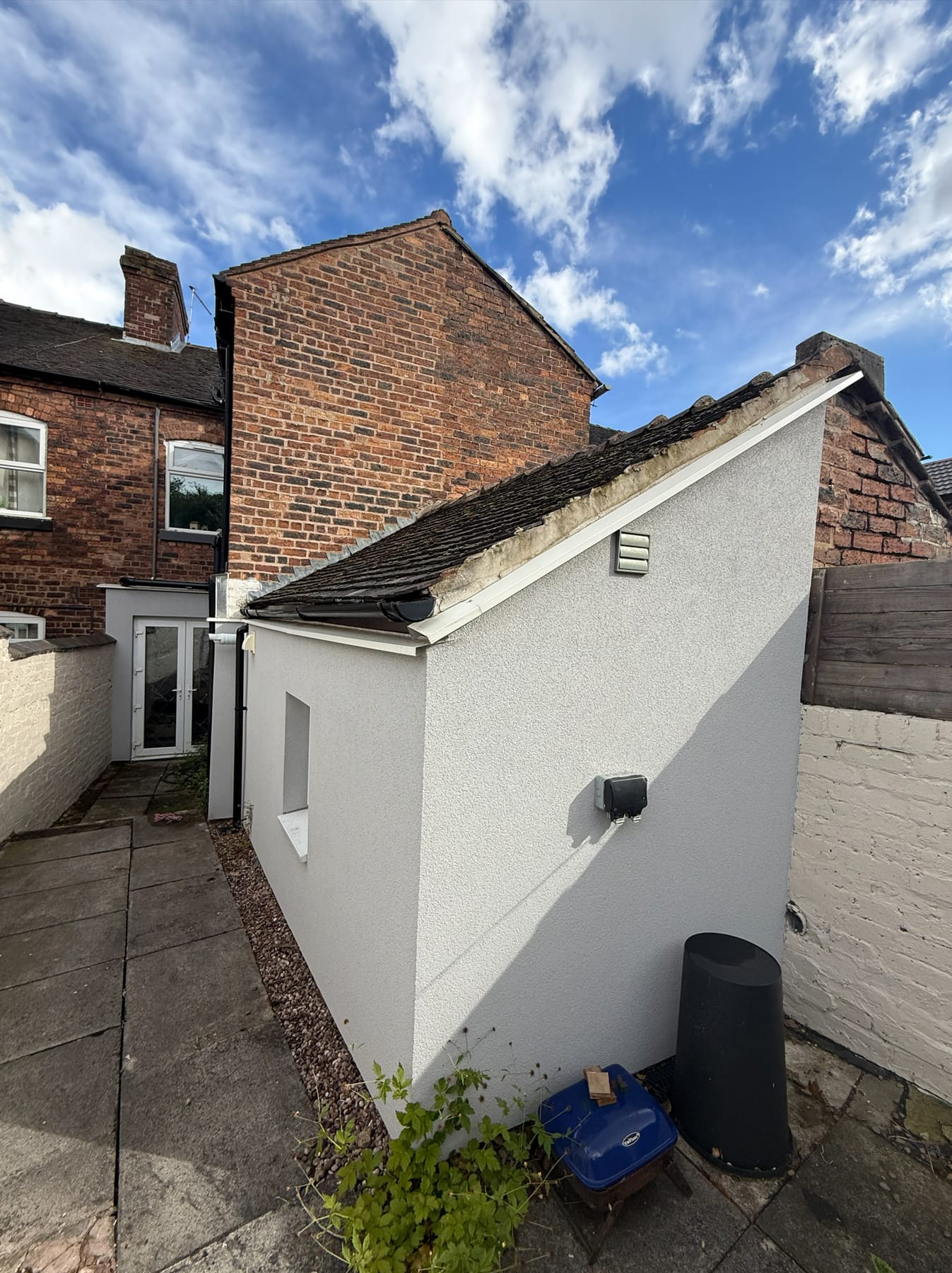 Rear extension with external insulation and render, 2024 works