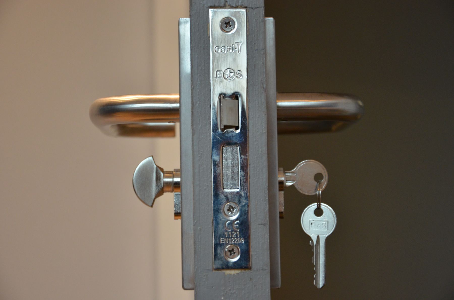 Fire door lock detail after refurbishment